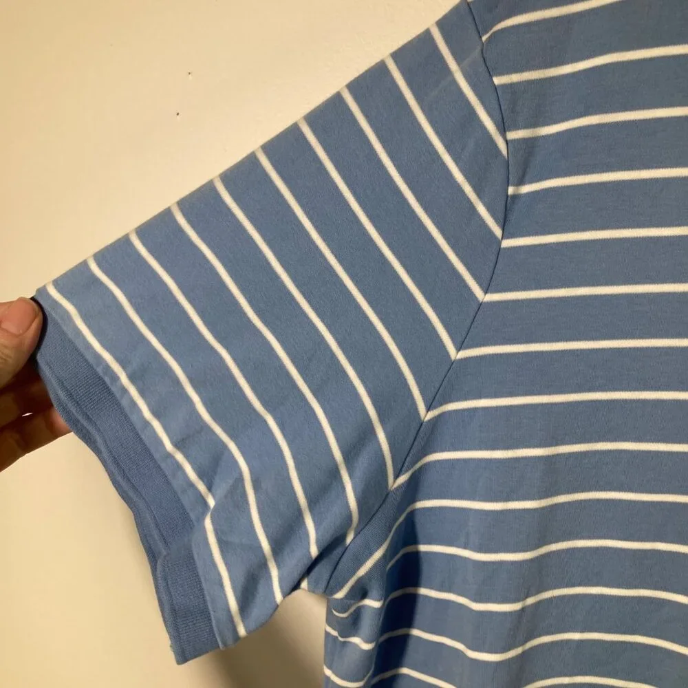 Mens Polo Ralph Lauren‎ Polo Shirt Classic Fit Striped XL Blue White Cotton
